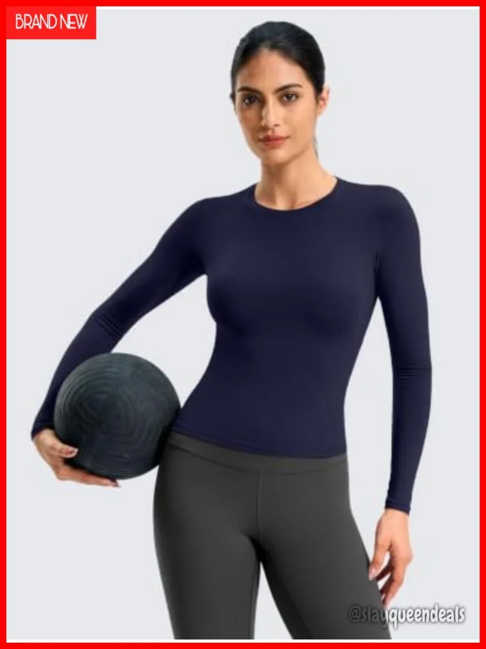 Lightweight Long Sleeve Workout Top Tight Fit Crewneck Athletic Shirt